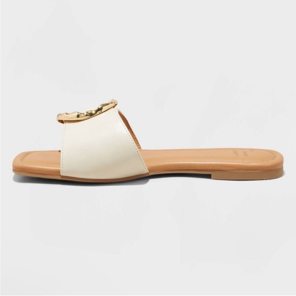 a new day Cream and Tan Sandals with Gold Accent - Picture 3 of 4